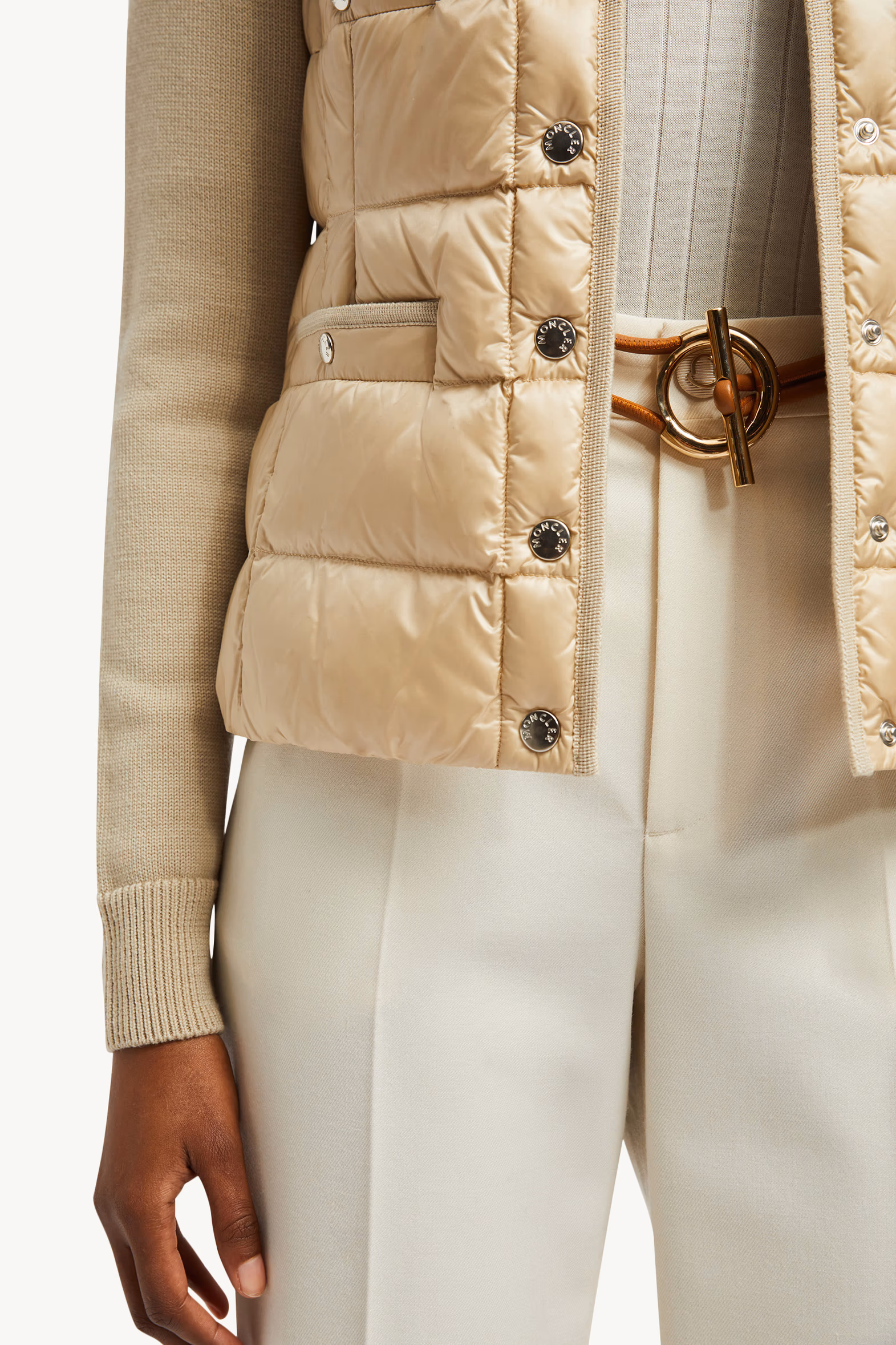 Padded Wool Cardigan Beige Moncler 7